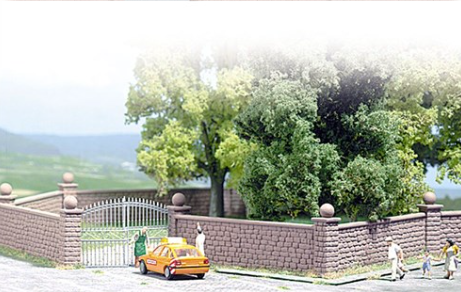 BUSCH 6014 Steinmauer mit Tor – über 80 cm, Spur H0