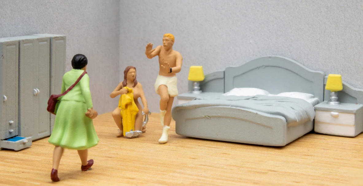 NOCH 16601 Funny-Scenes „In Flagranti“ – Humorvolle Figurenszene, Spur H0