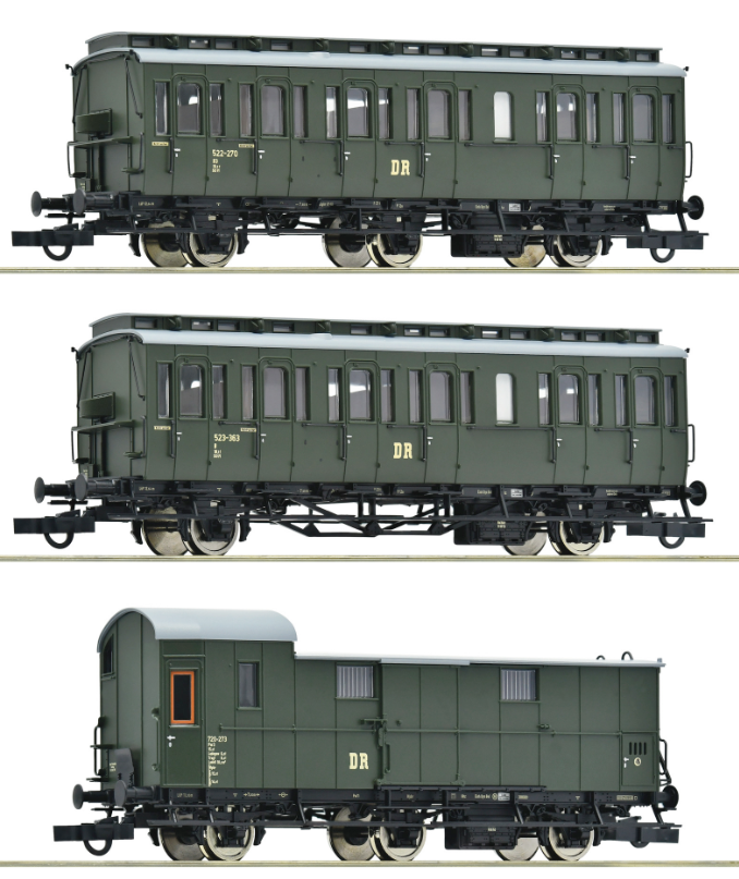 Roco 6200130 3-tlg. Set 1 Nebenbahnzug DR Epoche III H0