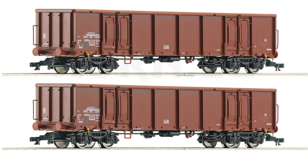 Roco 37650, 2-tlg. Set offene Güterwagen Eans der DR, Ep. IV / TT