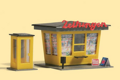 AUHAGEN 12340 Zeitungskiosk mit Telefonzelle – Kleinstädtische Szene, Spur H0/TT