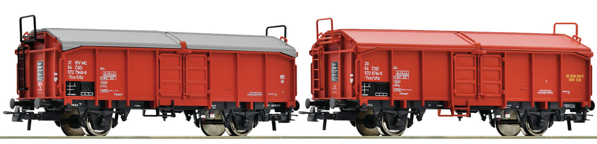 Roco 77040 2-tlg. Set Schiebedachwagen Tams ČSD Epoche IV H0