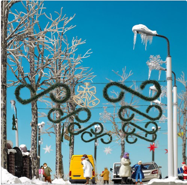 BUSCH 1061 Weihnachtsschmuck – Weihnachtsdekoration für Modellbahnanlagen, Spur H0