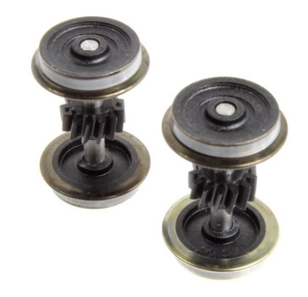 Gützold, 30001173, Radsatz mit Zahnrad mit Haftreifen bis Bj. 1992 (2 Stück) / H0