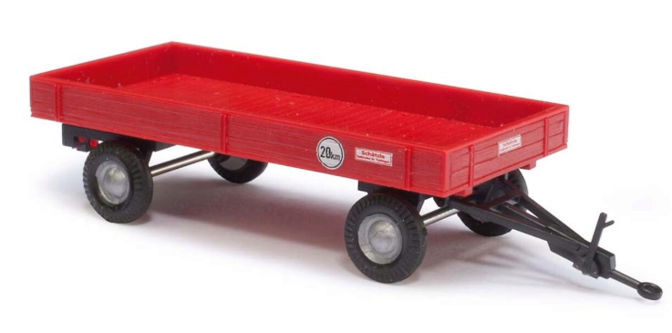 BUSCH 44977 Landwirt-Anhänger Rot – Spur H0, 1:87