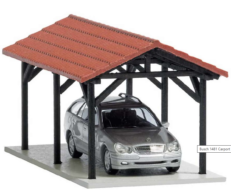 BUSCH 1481 Carport – Spur H0, 1:87
