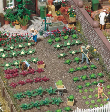 BUSCH 1213 Kohl & Salat – Gemüsepflanzen für Garten und Feld, Spur H0, 1:87